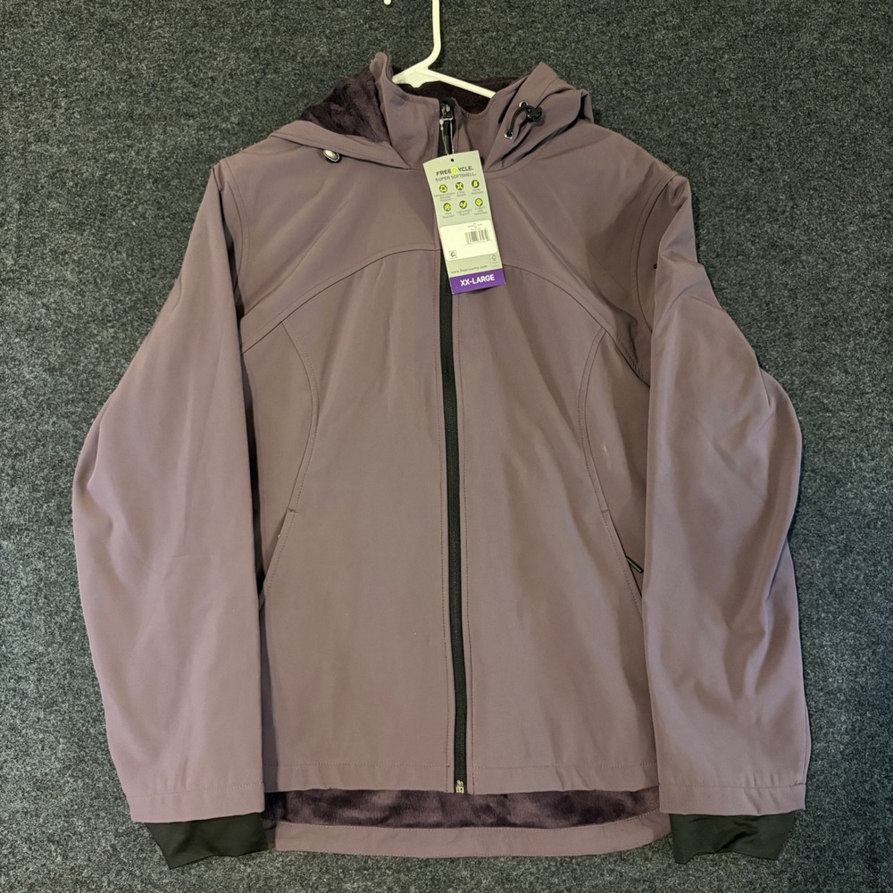 Free Country Super Softshell Hooded Jacket Fig Purple XXL 518L0F3132S